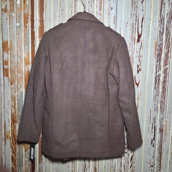 Kenneth Cole Reaction Chestnut Double-Breasted Peacoat Men's Small Wool Blend - Picture 8 of 9